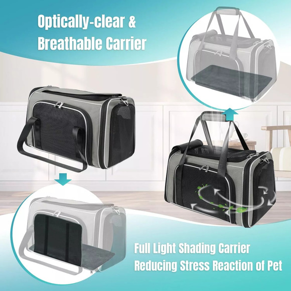 20lbs 1680D Oxford Pet Cat Carrier Airline Approved Breathable Mesh Dog Trave... - Picture 3 of 8